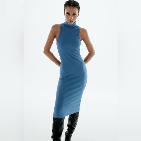 🆕 ZARA Ribbed Stretchy Dress High Neckline Style. NWT - Picture 10 of 10
